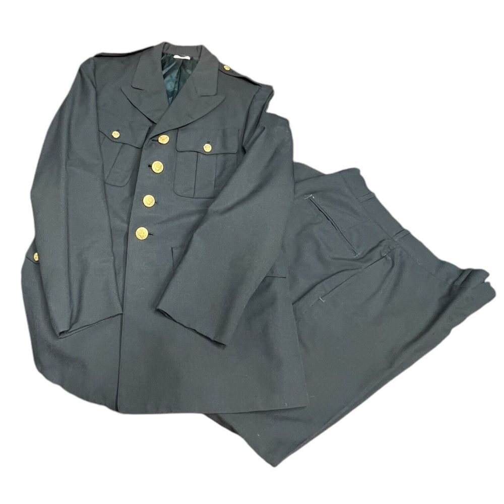 Military US Army Uniform Green Jacket 35R Coat And Pant Suit 29/32‎ Division 30